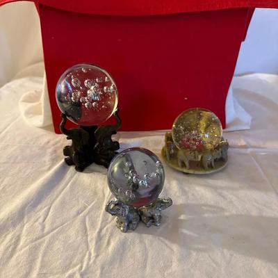 Three Vintage Elephant Bubble Glass Orbs – Boho Decorative Collection