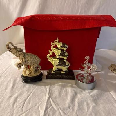 Decorative Elephant Figurines – Mixed Styles (3-Piece Lot)”