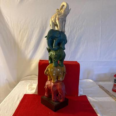 Stacked Elephant Totem Sculpture (Decorative Folk Style)