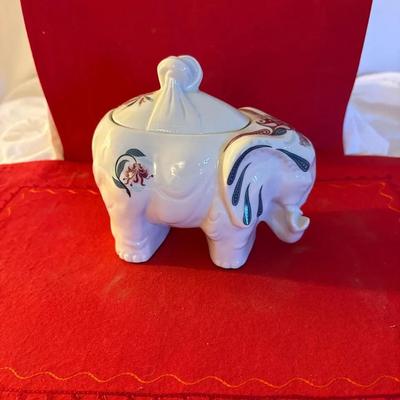 Decorative Porcelain Elephant Trinket Jar with Lid”