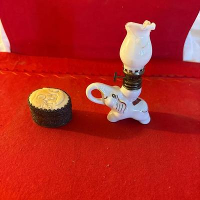Vintage Trinket Box And Mini Oil Lamp