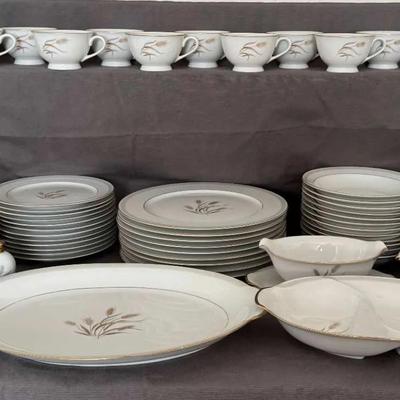Vintage Harvestgold Porcelain Dinnerware Set by Sango Japan (96 pieces)