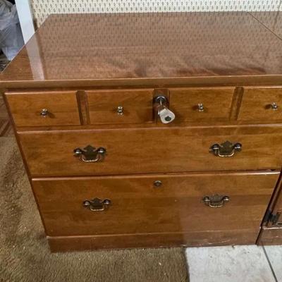 Vintage Ethan Allen Maple Filing Cabinet
