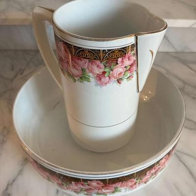 St. Amand “Set de Toilette” Pitcher & Basin (Floral) + Mandinoise Bowl (France)