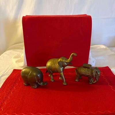 Mixed Trio Brass Elephants 