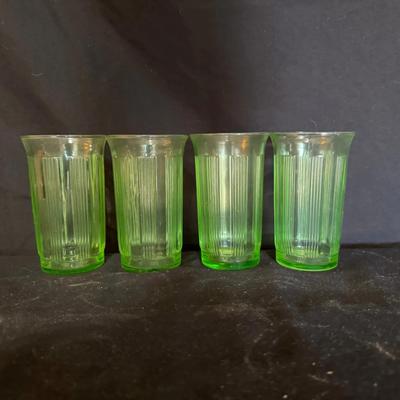 Uranium Glass Set of 4 Tumbler Glasses