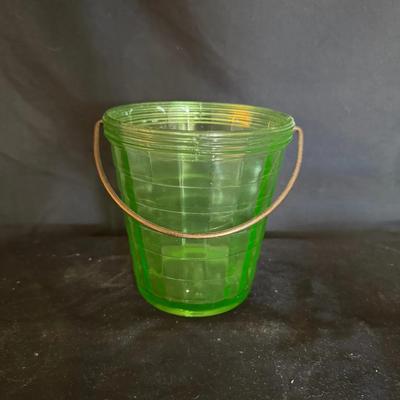 Uranium Glass Small Pale with Metal Handle