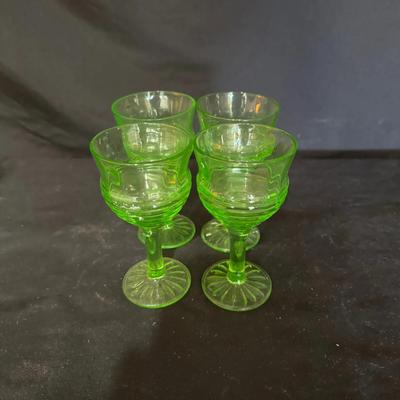 Uranium Glass Set of Four Wine Glasses