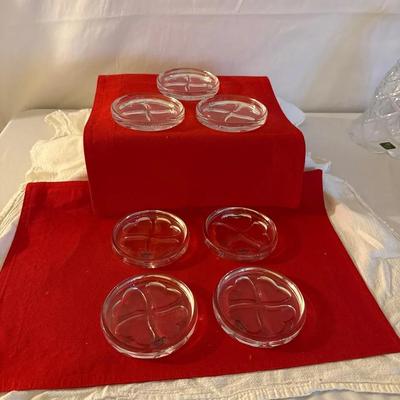 Towle Austrian Lead Crystal Shamrock Coasters – Set of 7– Irish Clover Design
