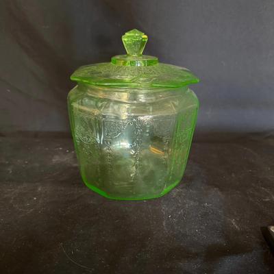 Uranium Glass Candy Jar w/Lid