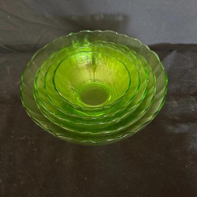 Depression Glass Serving Bowls (Set of 5)