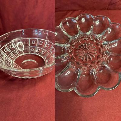 Vintage Clear Pressed Glass Serving Pieces (2)”
