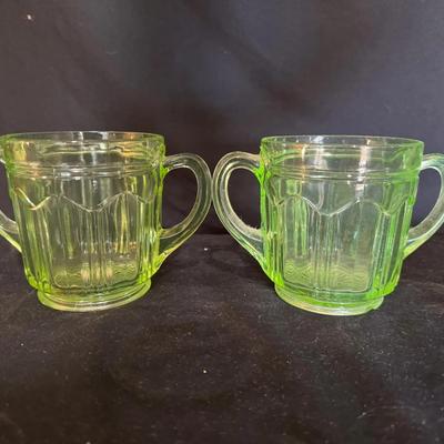 Uranium Glass Sugar Bowls (Set of 2)