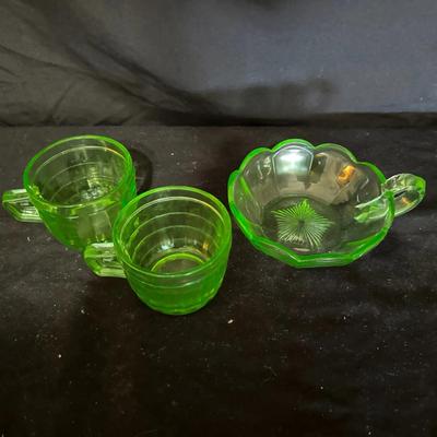Uranium Glass Set of 3 Handled Cups