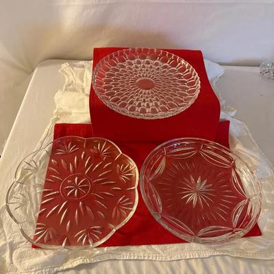 American Brilliant Cut Glass Serving Plates – 3 Assorted Patterns