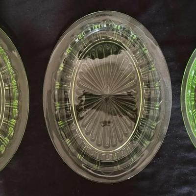 Uranium Glass Set of Three Serving Bowls