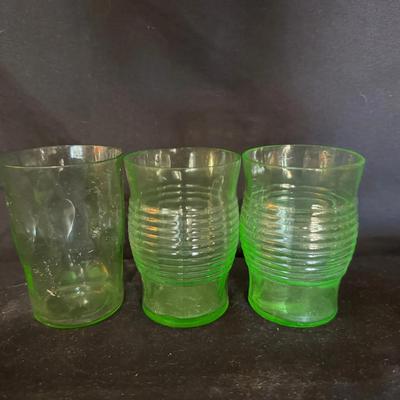 Uranium Glass Three Glasses