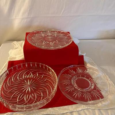 Antique American Cut Glass Serving Pieces – 3 Assorted Bowls & Plate