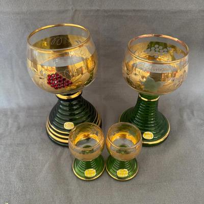 Vintage Heidelberg Green Beehive Glasses (set of 4)