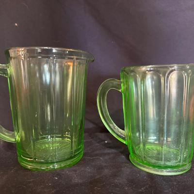 Uranium Glass Set of 2 Pitchers