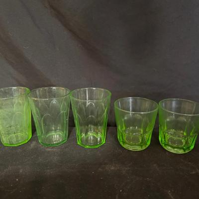 Uranium Glass Set of 5 Glasses