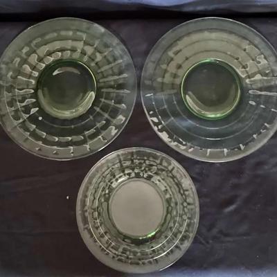 Uranium Glass Set of Three Plates