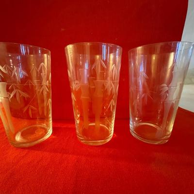 Vintage Mid-Century Etched Highball Glasses – Set of 3”