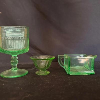 Uranium Glass Set of Three Assorted Cups