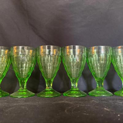 Uranium Glass Six Wine Glasses