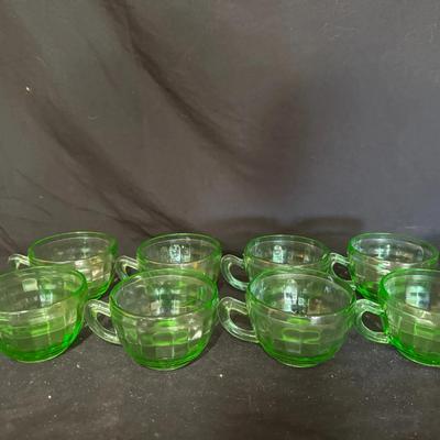 Uranium Glass Set of 8 Teacups