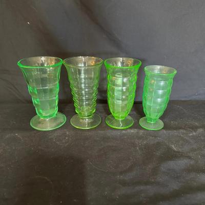 Uranium Glass Set of 4 Tall Goblets