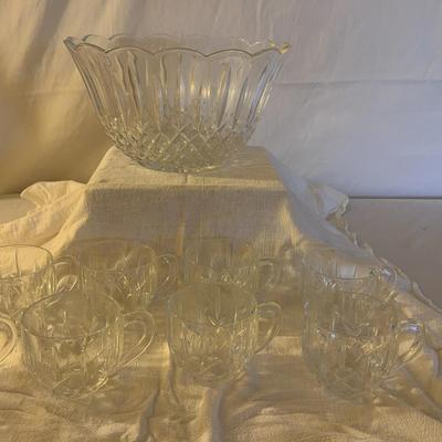 Crystal Punch Bowl And Glasses