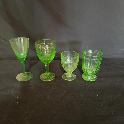 Uranium Glass Assorted Stemware (Set of 4)