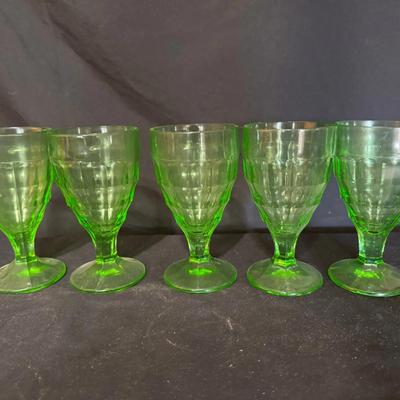 Uranium Glass Five Wine Glasses