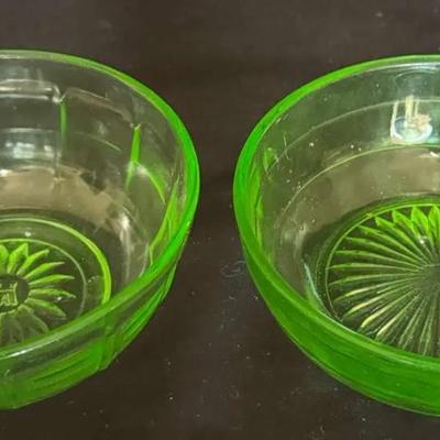Uranium Glass Pair of 2 fruit bowls
