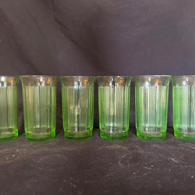 Uranium Glass Set of 6 Tumbler Glasses
