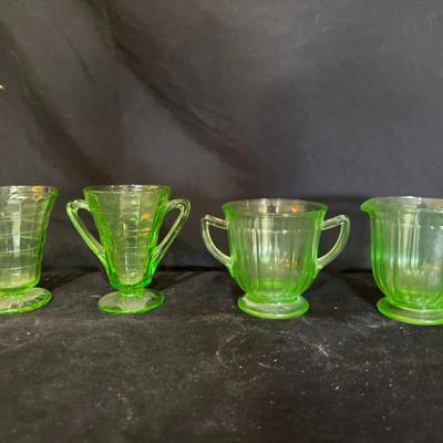 Uranium Glass Two Pairs of Handled Cups (4 Total)