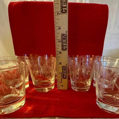 “Vintage Etched Rocks Glasses – Bamboo Motif, Set of 10”
