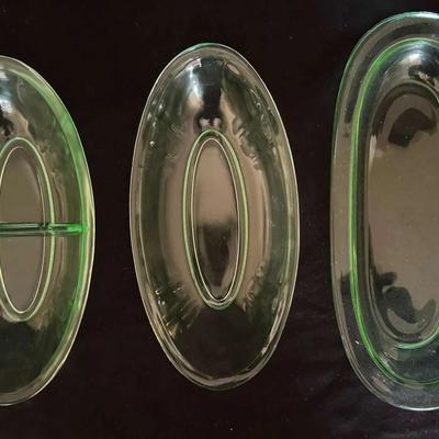 Uranium Glass Set of Three Serving Trays