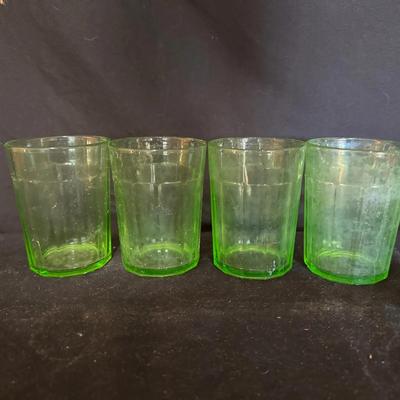 Uranium Glass  Set of 4 Highball Glasses