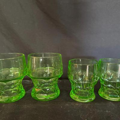 Uranium Glass Set of 4 Goblets