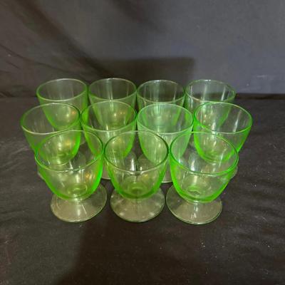 Uranium Glass Parfait Cups (Set of 11)
