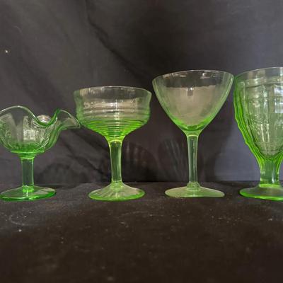 Uranium Glass Assorted Stemware Collection (Set of 4)