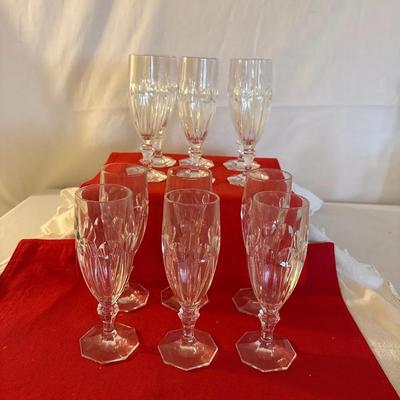 Vintage Pressed Glass Stemware Set – 12 Pieces with Octagonal Bases