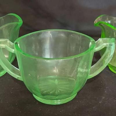 Uranium Glass Set of 3 Creamer Dishes