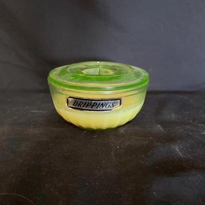 Uranium Glass Drippings Jar w/Lid