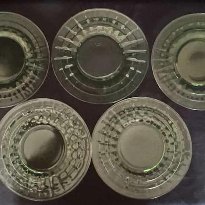 Uranium Glass Set of Five Dinner Plates