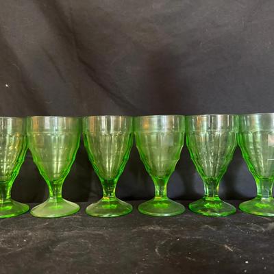 Uranium Glass Six Goblets