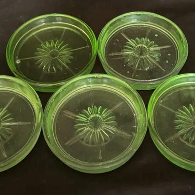 Uranium Glass Set of 5 Coasters