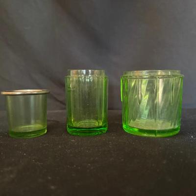 Uranium Glass Set of Three Jars 